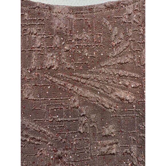 Alex Evenings Womens Sleeveless Going Out Top S Beaded Textured Brown Blush Stre - Picture 2 of 9